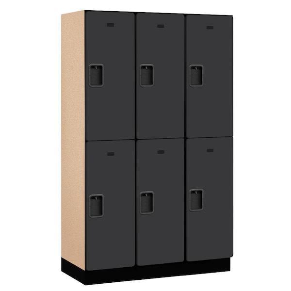 Wardrobe Locker, 45" W, 18" D, 76" H, (3) Wide, (6) Openings, Black